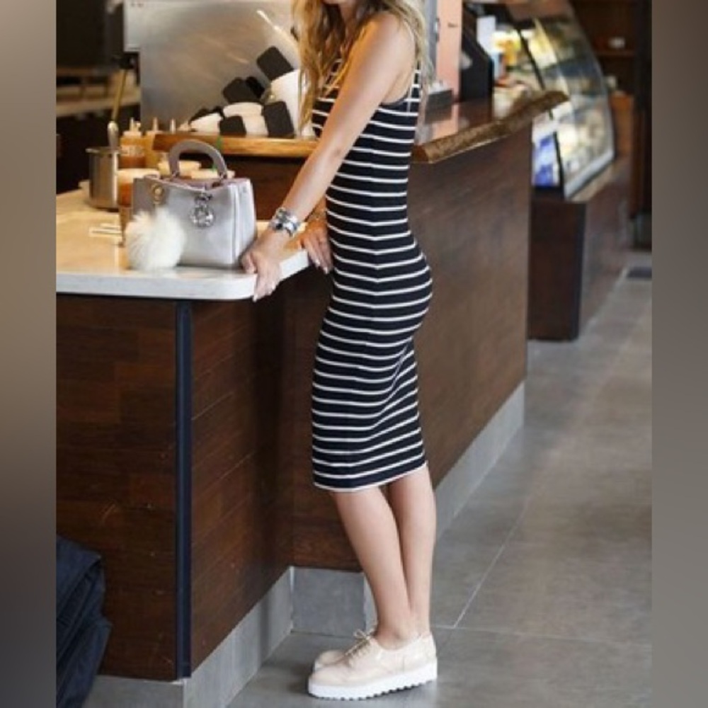 Charlotte Russe Black/White Striped Tie Front Dress